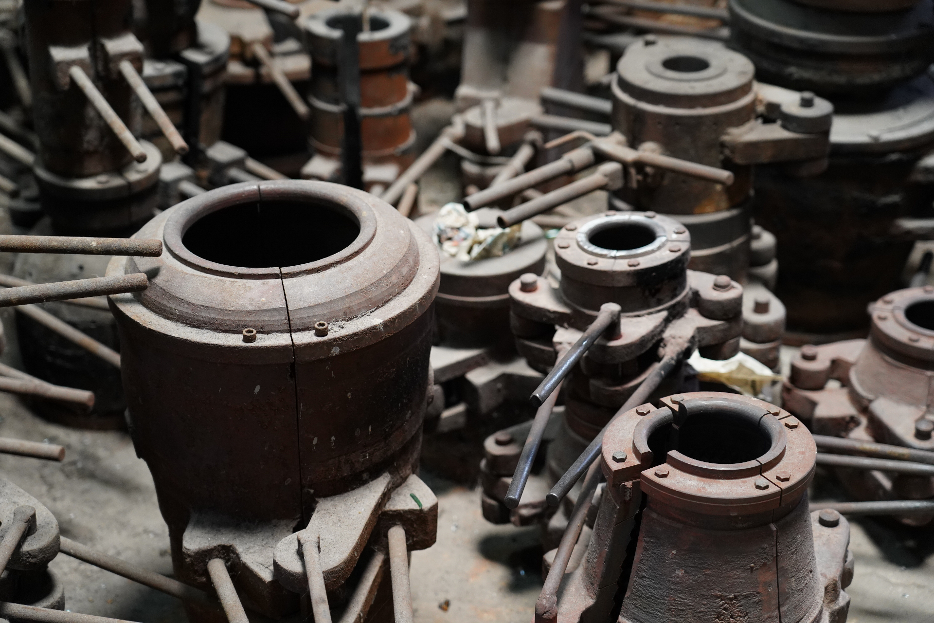 Historic cast iron molds in the factory